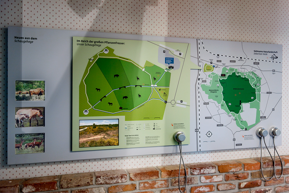 Grafik und Kommunikation: Ausstellungsflyer und interaktive Karte Döberitzer Heide